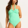 Seafolly Collective Halter Bandeau Swimsuit - Mint Fashion