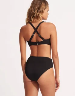 Seafolly Collective High Waist Wrap Front Bikini Pant - Black New