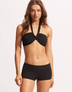 Seafolly Collective Roll Top Boyleg Bikini Pant - Black Hot