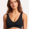 Seafolly Collective V Neck Tank Bikini Top - Black Discount