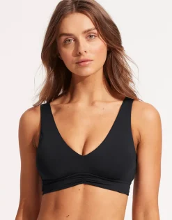 Seafolly Collective V Neck Tank Bikini Top - Black Discount