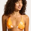 Seafolly Corfu Reversible Longline Slide Tri Bikini Top - Turmeric New