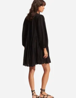 Seafolly Corsica Embroidery Tier Dress - Black Outlet