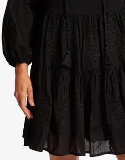 Seafolly Corsica Embroidery Tier Dress - Black Outlet