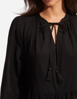 Seafolly Corsica Embroidery Tier Dress - Black Outlet