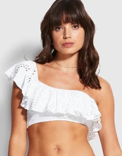 Seafolly Costa Bella One Shoulder Bikini Top - White Hot