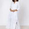 Juliet Dunn Cotton Maxi Dress with Vintage Embroidery - White Sale