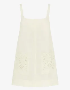 Peony Creme Embroidered Shift Mini Dress - White Online
