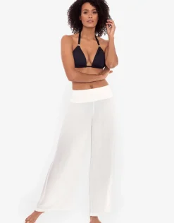 Lauren Ralph Lauren Crinkle Smocked Waist Beach Pant - White Clearance