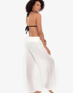 Lauren Ralph Lauren Crinkle Smocked Waist Beach Pant - White Clearance