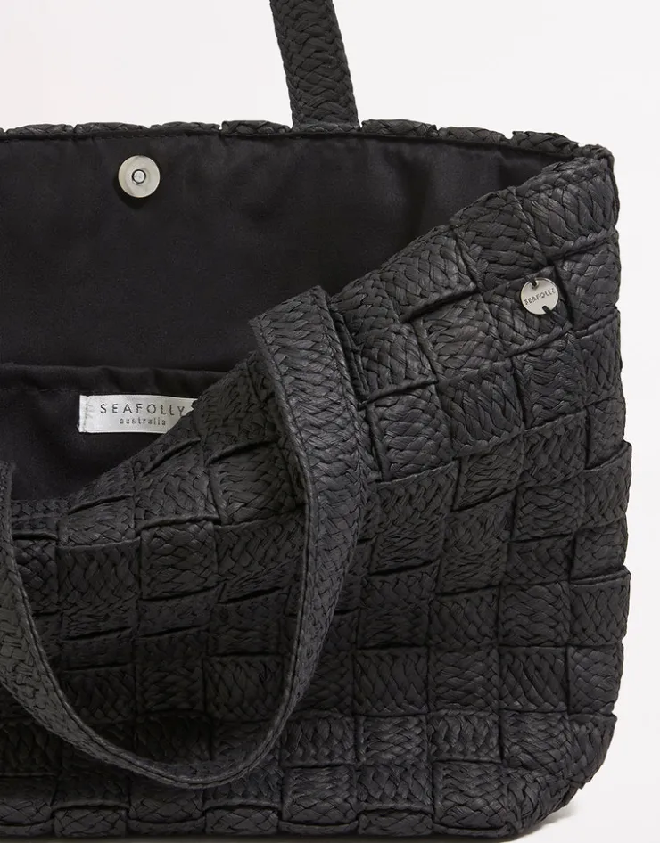 Seafolly Criss Cross Woven Tote - Black Sale