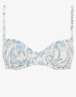 Peony Daffodil Poolside Balconette Bikini Top - Blue Print Hot