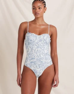 Peony Daffodil Sonnet Swimsuit - Blue Print New