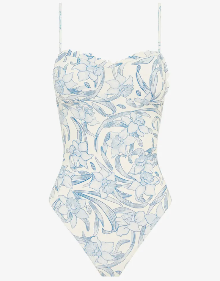 Peony Daffodil Sonnet Swimsuit - Blue Print New