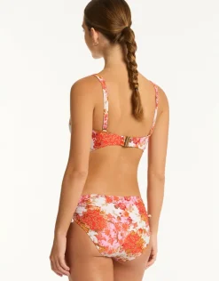 Sea Level Daisyfield Mid Drawstring Bikini Pant - Coral Outlet