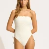 Seafolly Daydreamer DD Bandeau Swimsuit - Vanilla New