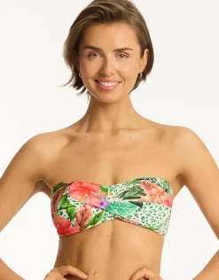 Sea Level Dolce Twist Bandeau Bikini Top - Print Hot