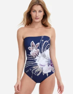 Gottex Dolce Vita Bandeau Swimsuit - Navy Sale
