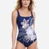 Gottex Dolce Vita Square Neck Swimsuit - Navy New