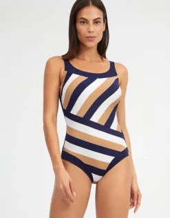 Nuria Ferrer Doris High Front Swimsuit - Stripe Sale