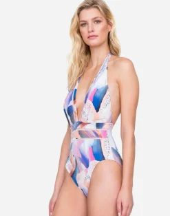 Gottex Dusk to Dawn Deep Plunge Halter Swimsuit - Multi Clearance