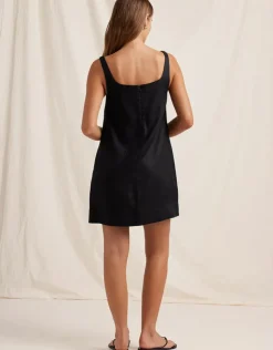 Peony Ebony Embroidered Shift Mini Dress - Black Hot