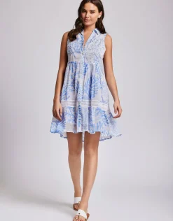 Iconique Elsa Sleeveless Shirt Dress - Blue Clearance