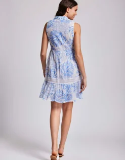 Iconique Elsa Sleeveless Shirt Dress - Blue Clearance
