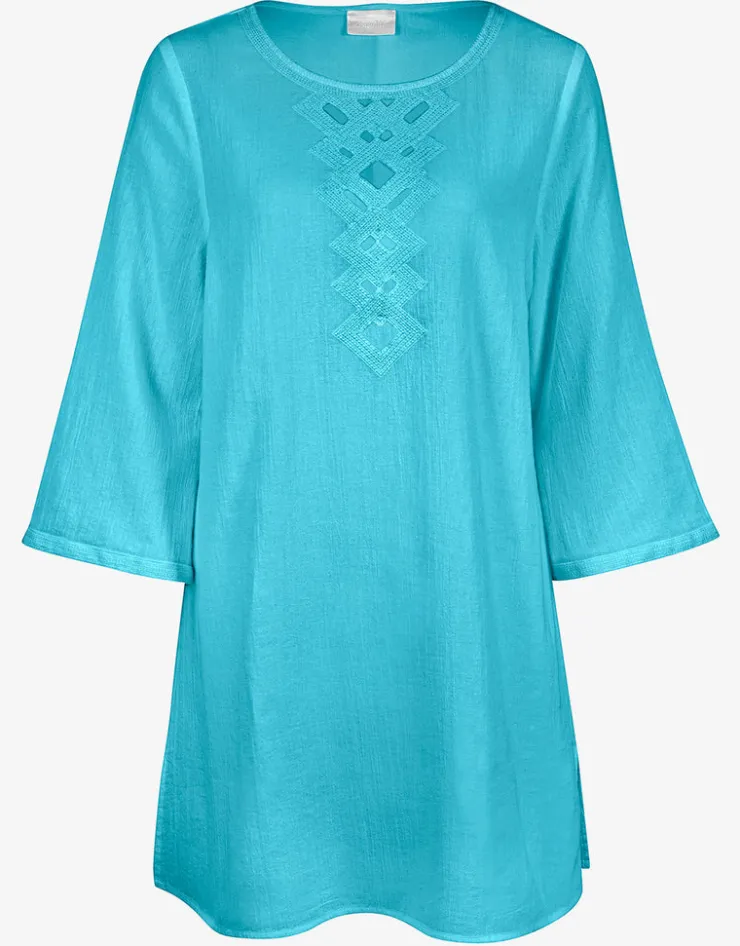 Charmline Embroidered Tunic - Turquoise Outlet