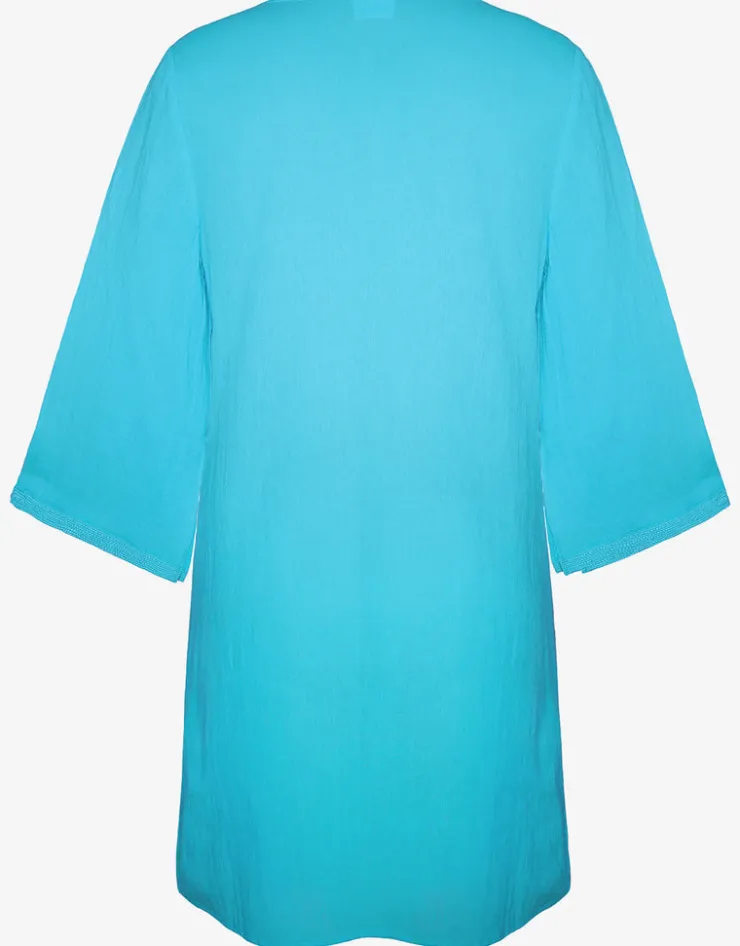 Charmline Embroidered Tunic - Turquoise Outlet