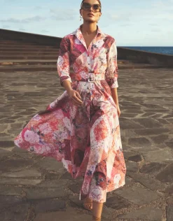 Maryan Mehlhorn Euphoria Belted Shirt Dress - Rose Infusion New