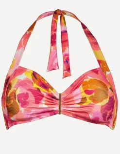 Watercult Euphoric Bloomwave Gathered Halter Bikini Top - Sunsoaked Neons Best
