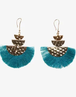 Iconique Fan Earrings - Teal Clearance