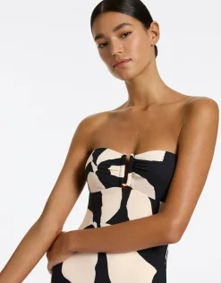 Jets Fiore Bandeau Swimsuit - Black and Cream Best