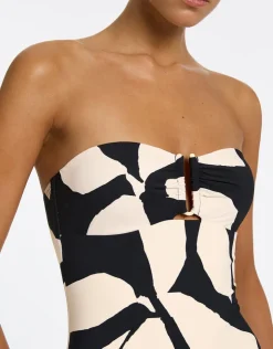 Jets Fiore Bandeau Swimsuit - Black and Cream Best