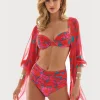 Roidal Floreale Ruched Underwired Bikini Set - Pink New