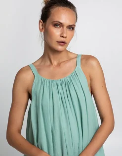 Greek Archaic Kori Gathered Maxi Dress - Sea Green Hot