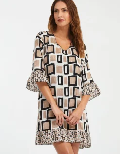 Nuria Ferrer Geo Beach Dress - Black White and Gold Discount