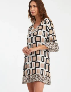 Nuria Ferrer Geo Beach Dress - Black White and Gold Discount