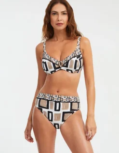 Nuria Ferrer Geo Maxi Bikini Pant - Black White and Gold Outlet