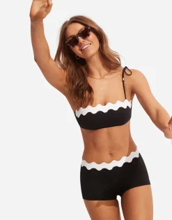 Seafolly Gia Ric Rac Boyleg Bikini Pant - Black Discount