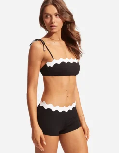 Seafolly Gia Ric Rac Bustier Bandeau Bikini Top - Black Discount