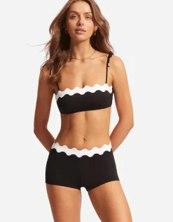 Seafolly Gia Ric Rac Bustier Bandeau Bikini Top - Black Discount