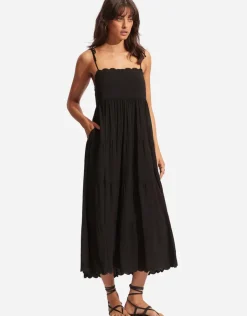 Seafolly Gia Scallop Midi Dress - Black Discount