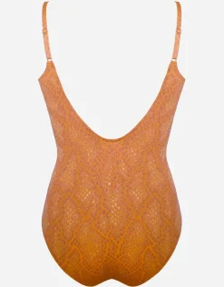 Maryan Mehlhorn Glance Ruched Underwired Swimsuit - Metallic Apricot Hot