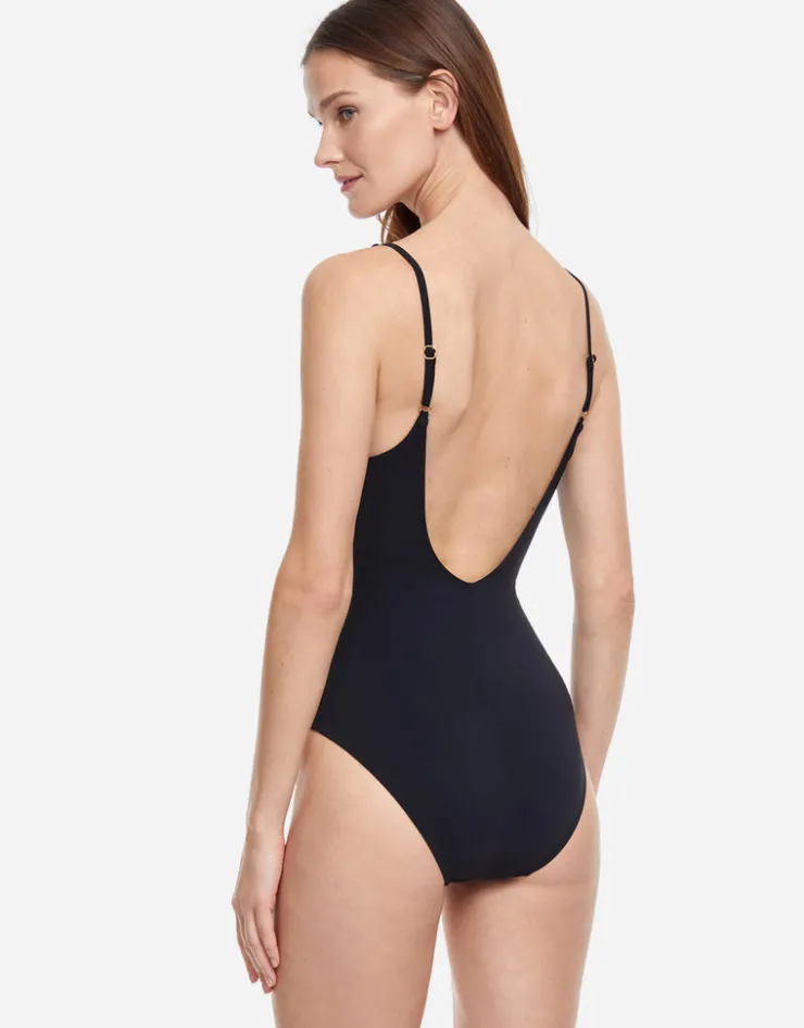 Gottex Golden Touch Round Neck Swimsuit - Black Hot