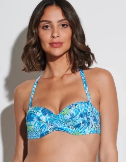 Tessy Haiti Twist Bandeau Bikini Top - Turquoise Clearance