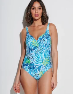 Tessy Haiti Wrap Front Swimsuit - Turquoise Sale