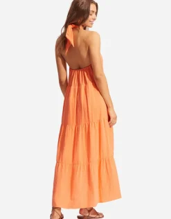Seafolly Halter Neck Dress - Cantaloupe Hot
