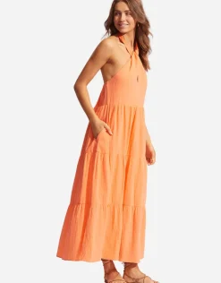 Seafolly Halter Neck Dress - Cantaloupe Hot